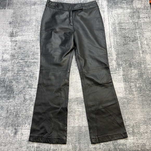 Y2K Industry Leather Pants Womens 8 Bootcut Trouser 90s Grunge Biker Edgy Party